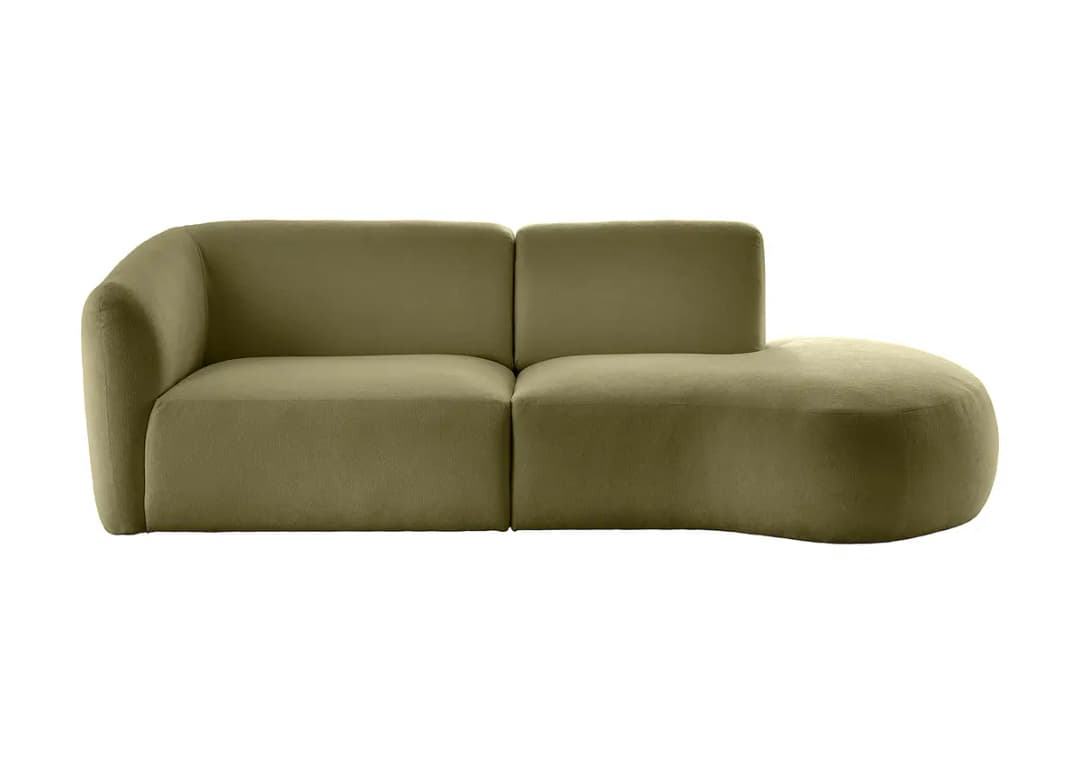 Fredriks Ciska Sofa mit Ottomane | Grün