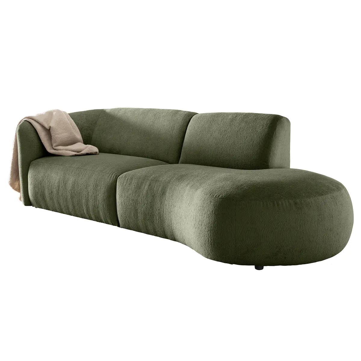 Fredriks Okka Sofa mit Ottomane | Grün