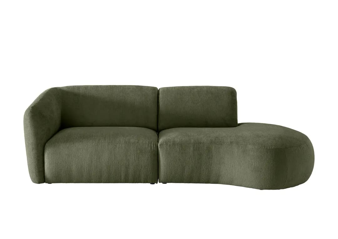 Fredriks Okka Sofa mit Ottomane | Grün
