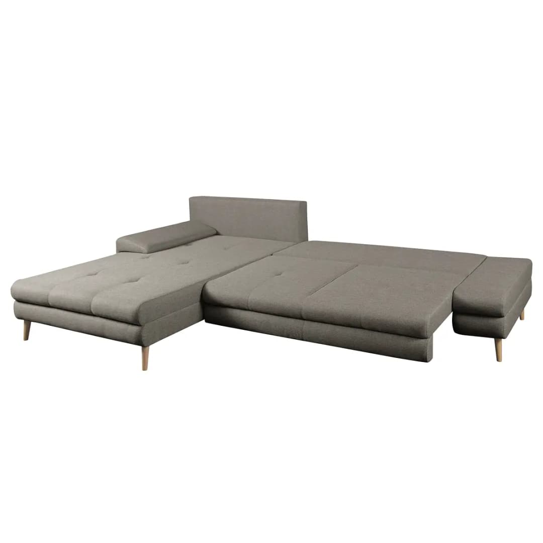 Ecksofa mit Schlaffunktion Grau Webstoff Mavie | Grau