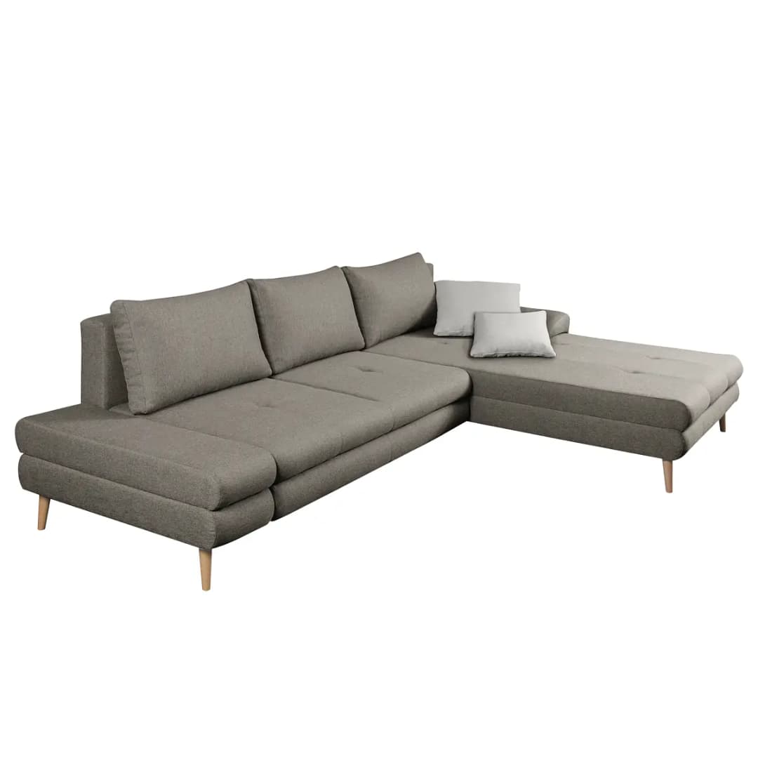 Ecksofa mit Schlaffunktion Grau Webstoff Mavie | Grau
