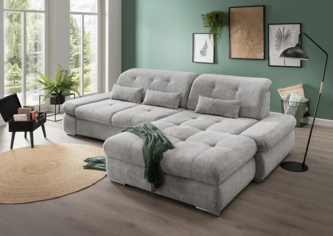 Fredriks Ecksofa mit Schlaffunktion | Silber