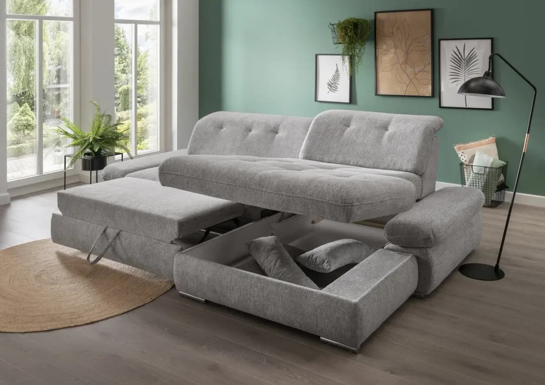 Fredriks Ecksofa mit Schlaffunktion | Silber
