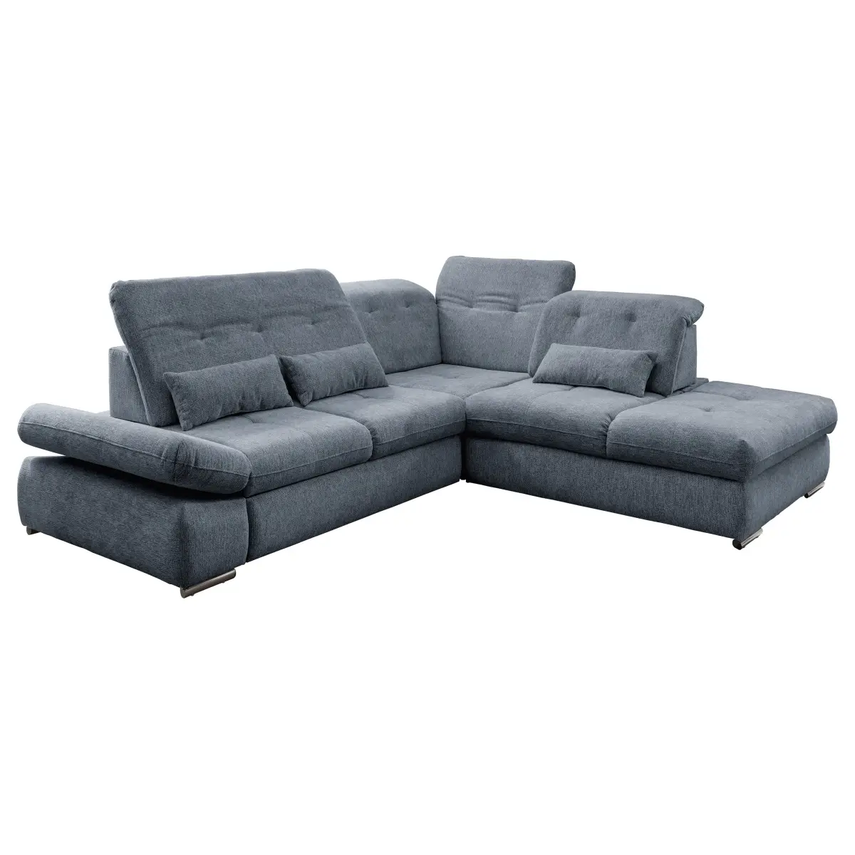 Fredriks Ecksofa mit Ottomane & Funktion Blau Webstoff Venka | Blau