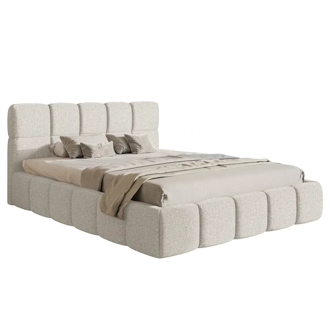 Selsey Polsterbett 140 x 200cm Flachgewebe Tora Grau | Grau