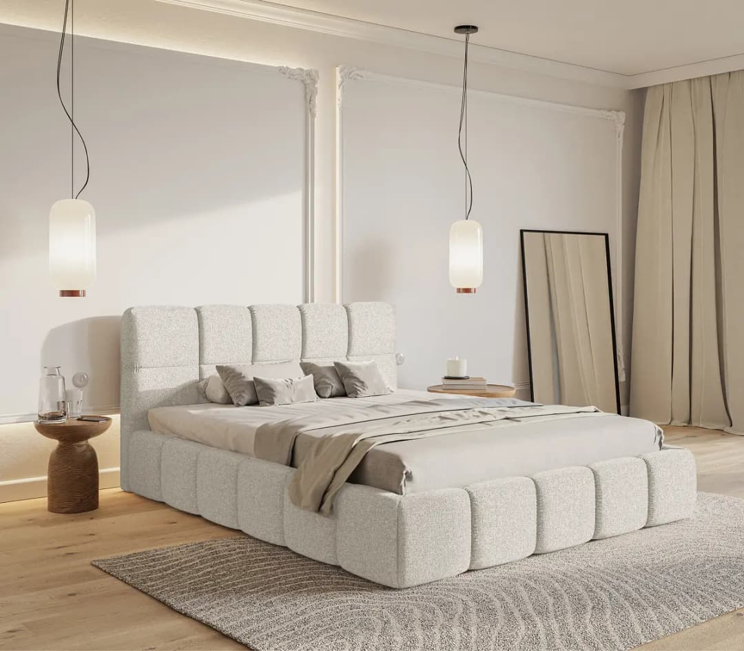 Selsey Polsterbett 140 x 200cm Flachgewebe Tora Grau | Grau