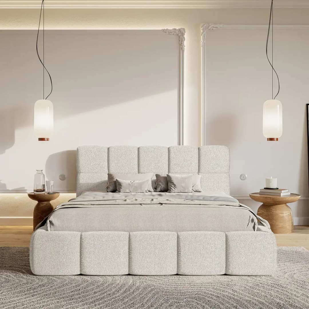 Selsey Polsterbett 140 x 200cm Flachgewebe Tora Grau | Grau