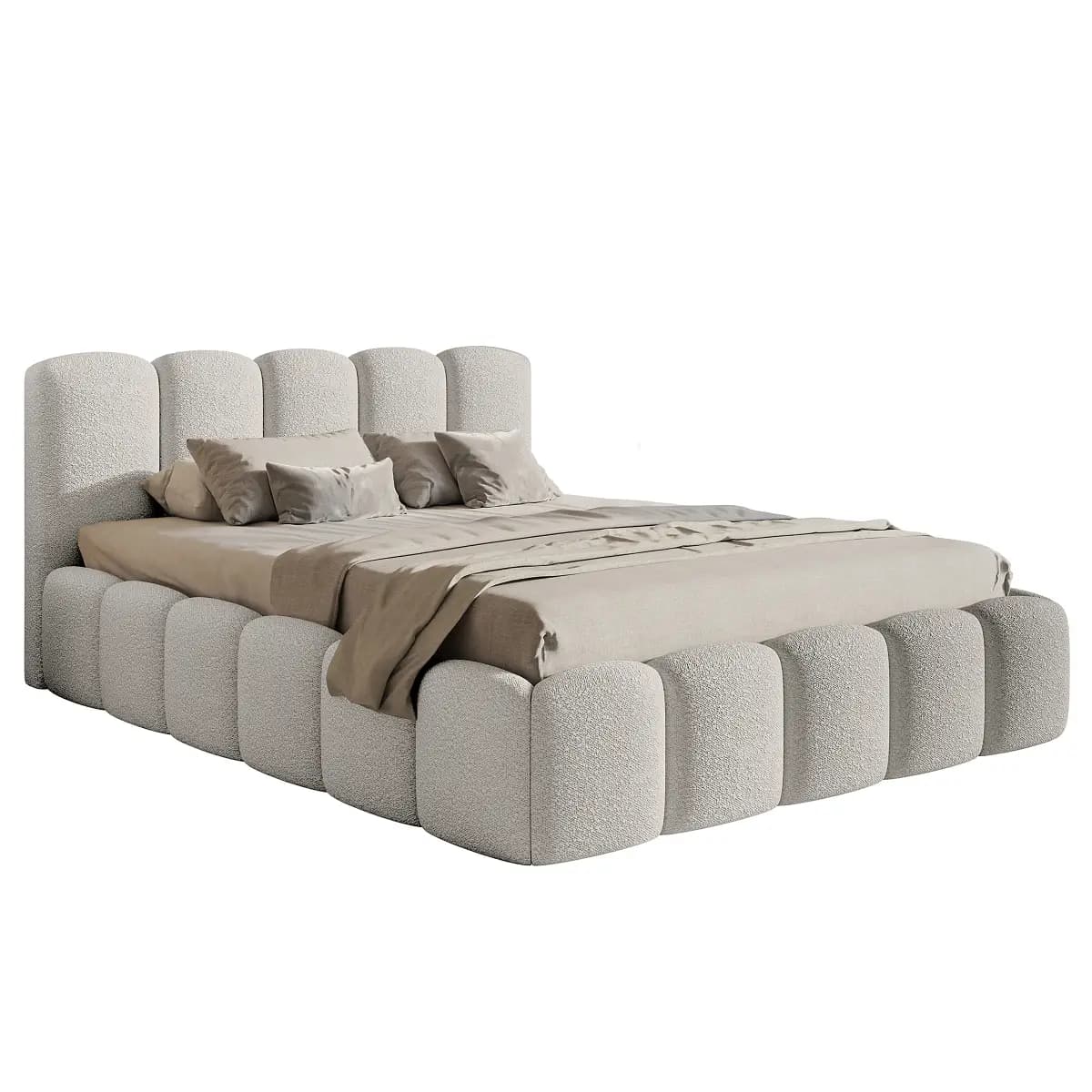 Polsterbett 180 x 200cm Bouclé Stoff Cady Grau | Grau