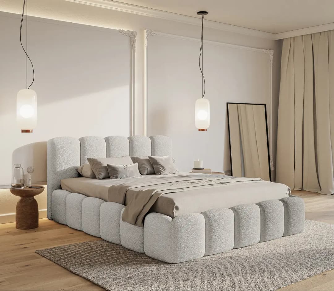 Polsterbett 180 x 200cm Bouclé Stoff Cady Grau | Grau