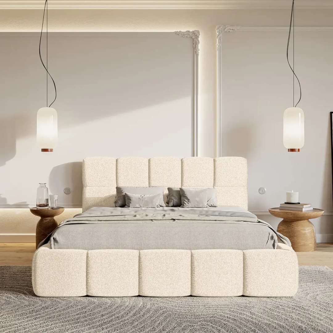 Selsey Polsterbett 180 x 200cm Flachgewebe Tora Beige | Beige