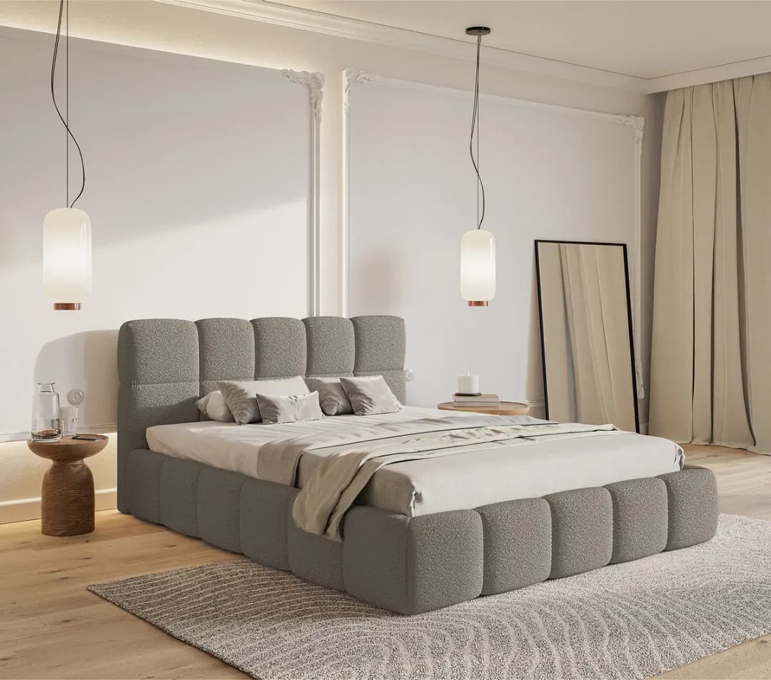 Selsey Polsterbett Leke Grau 180x200cm mit Bettkasten | Grau