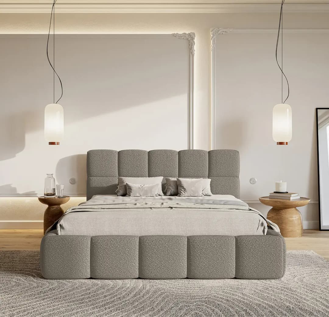 Selsey Polsterbett Leke Grau 180x200cm mit Bettkasten | Grau