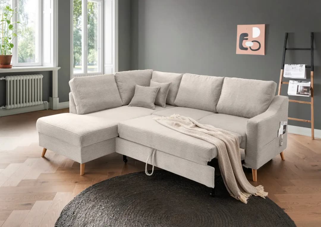 Fredriks Ecksofa Duana mit Ottomane | Beige