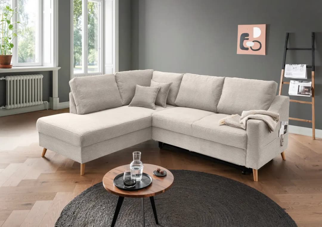 Fredriks Ecksofa Duana mit Ottomane | Beige