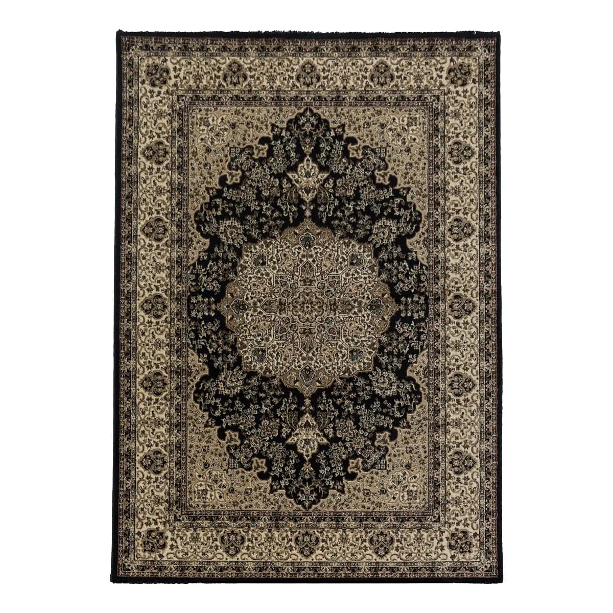 Kurzflorteppich Kashmir 2608 Schwarz 80 x 150cm Polyester