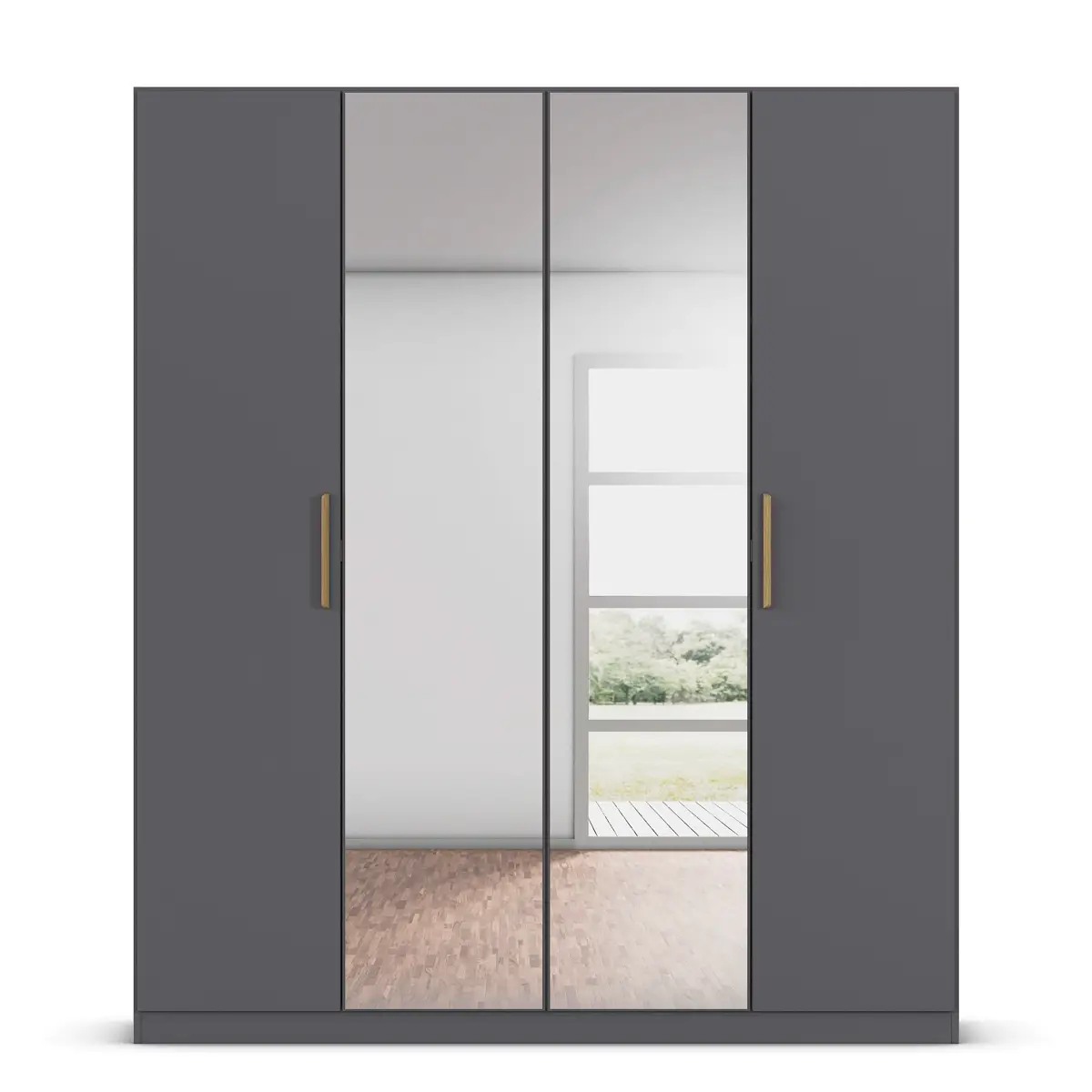 rauch Orange Drehtürenschrank Skandi 181cm Grau/Graumetallic mit