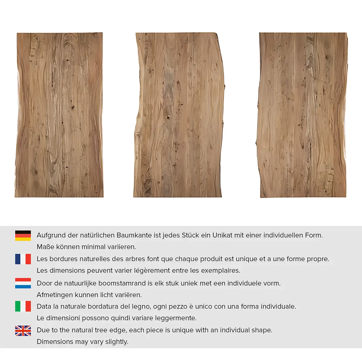 Massiver Baumkanten-Schreibtisch 120cm Braun/Akazie Braun | Braun