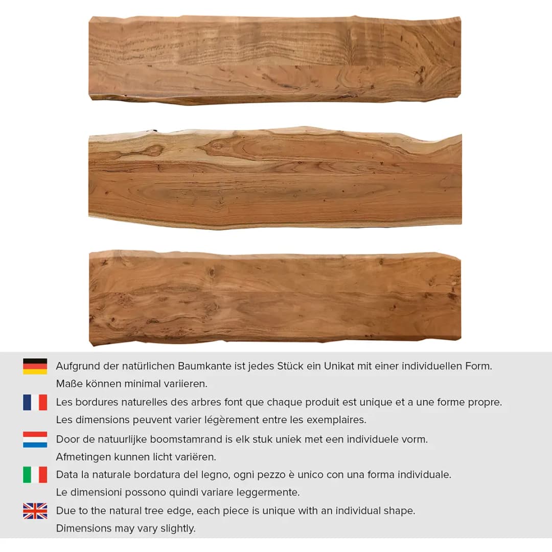 kollected Massive Baumkanten-Sitzbank 200cm Braun/Akazie Braun U-Form