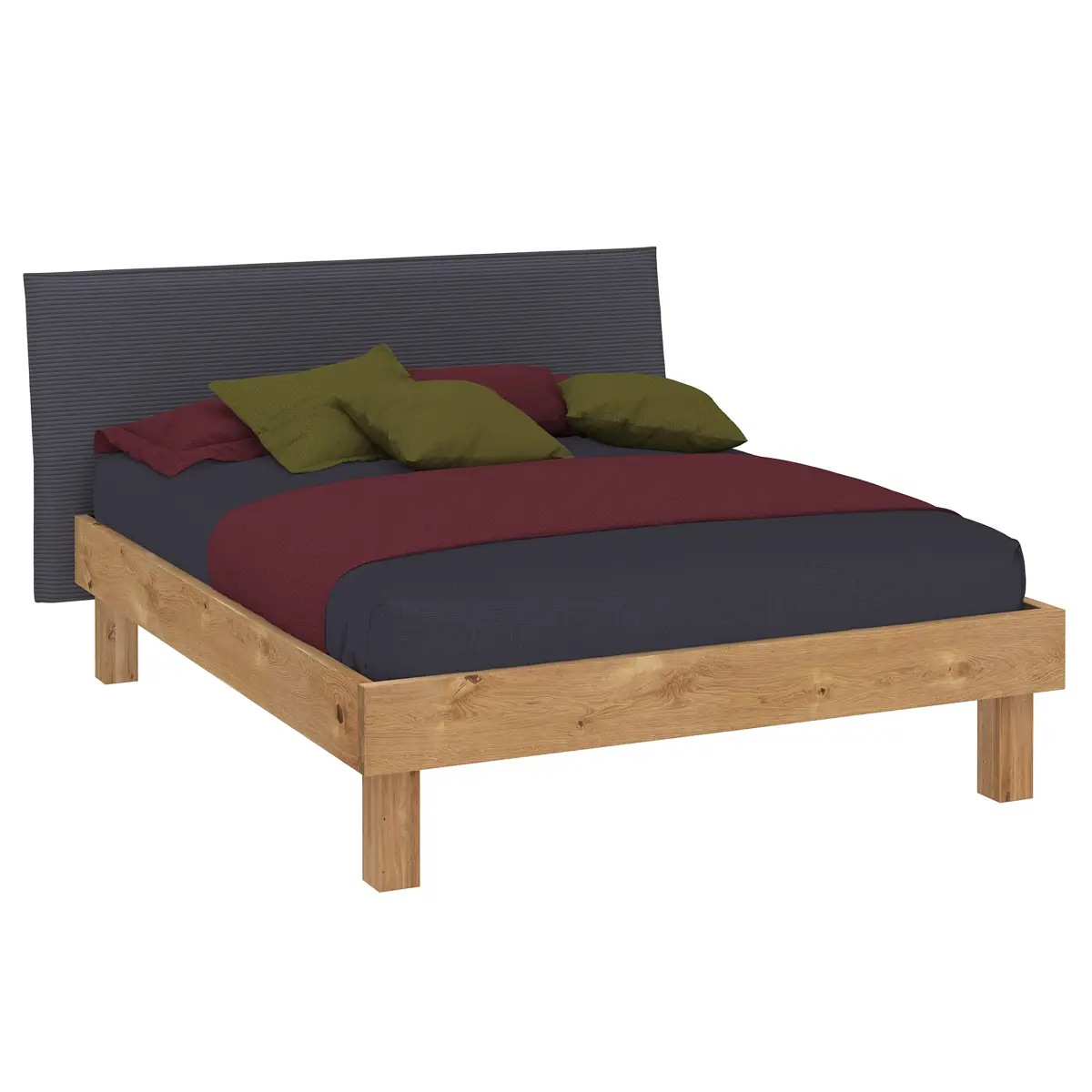 Bettgestell Amarito 160 x 200cm Cord Holz/Beige/Dunkelgrau