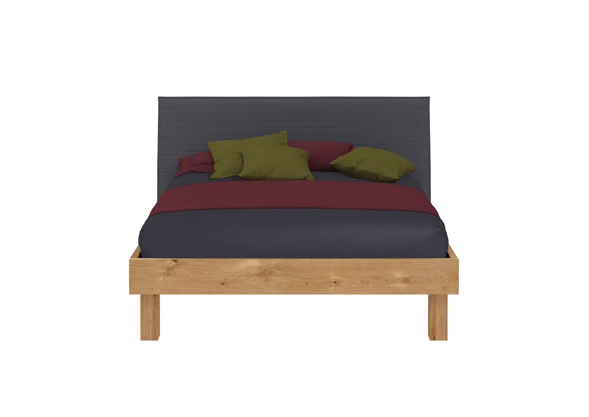 Bettgestell Amarito 160 x 200cm Cord Holz/Beige/Dunkelgrau