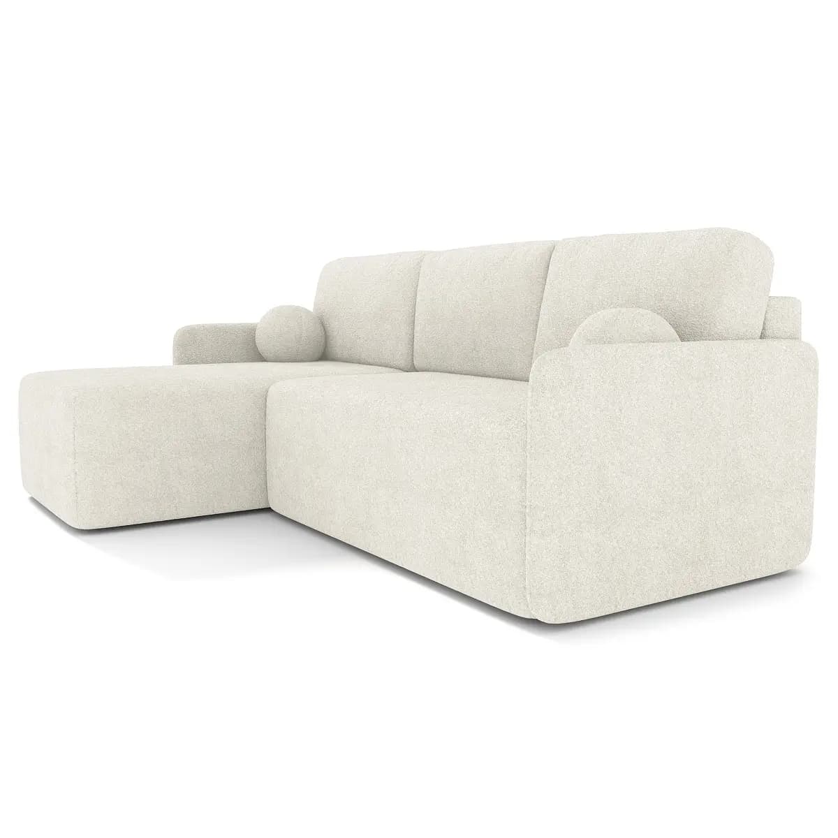 Selsey Ecksofa mit Schlaffunktion Weiß Bouclé Stoff Abby | Weiß