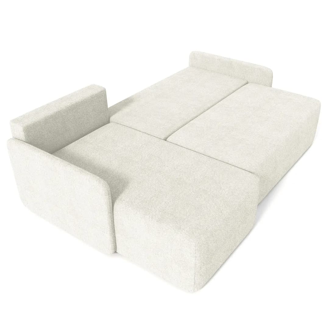 Selsey Ecksofa mit Schlaffunktion Weiß Bouclé Stoff Abby | Weiß