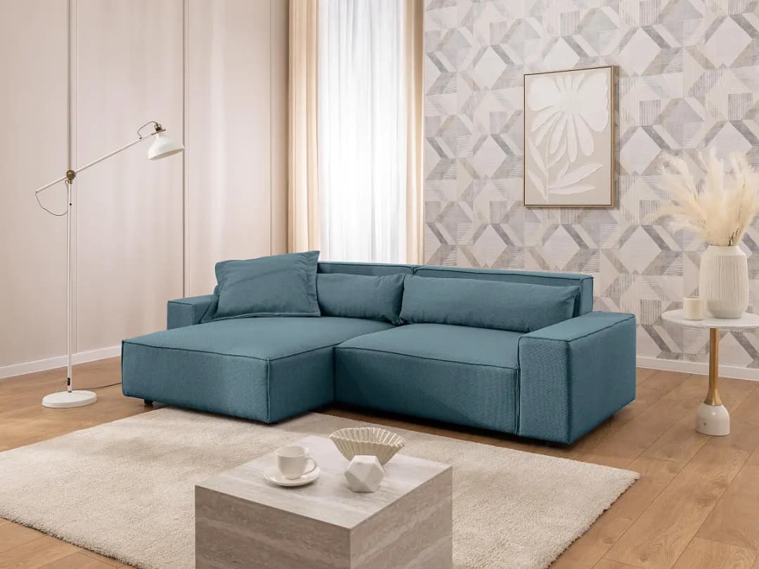 Mørteens Ecksofa mit Longchair Barda | Blau
