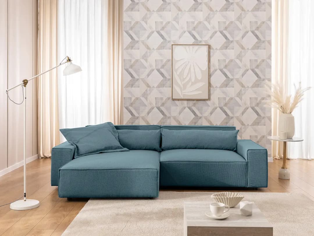 Mørteens Ecksofa mit Longchair Barda | Blau