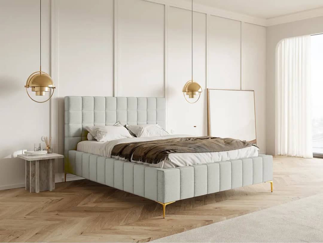 Polsterbett Szejlo 180 x 200cm Chenille Raica Silber | Silber