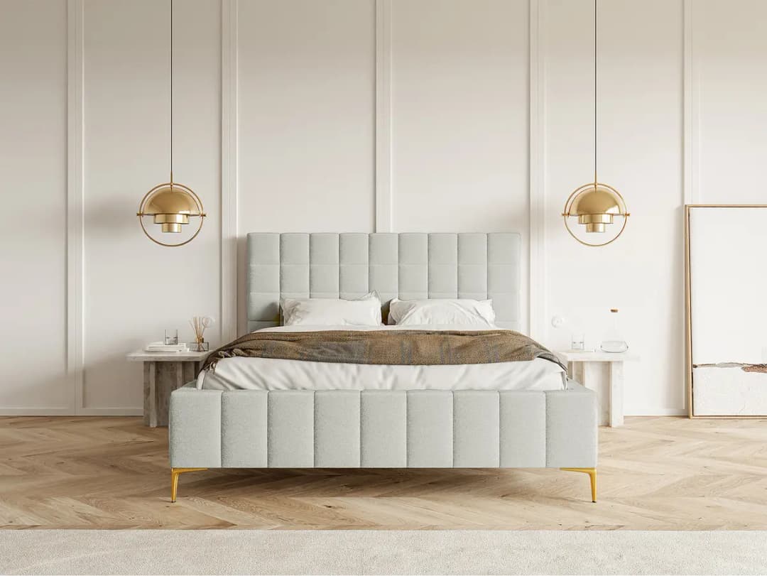 Polsterbett Szejlo 180 x 200cm Chenille Raica Silber | Silber