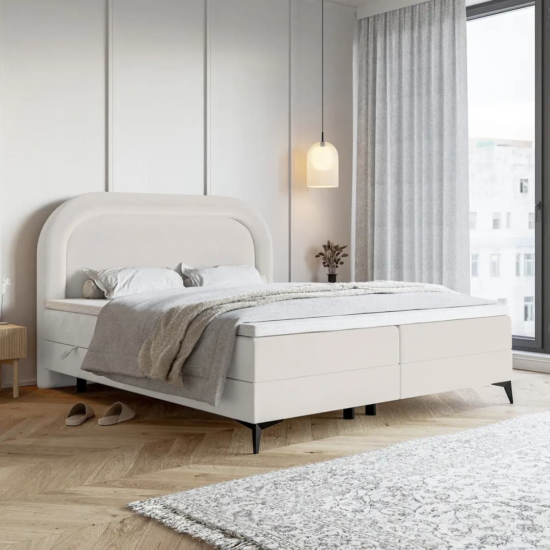 Boxspringbett Loreo 140 x 200cm Samt Velina Grau | Grau