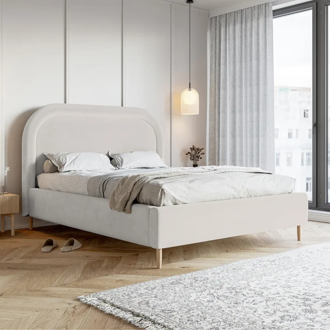 Polsterbett Loreo 180 x 200cm Samt Velina Grau | Grau
