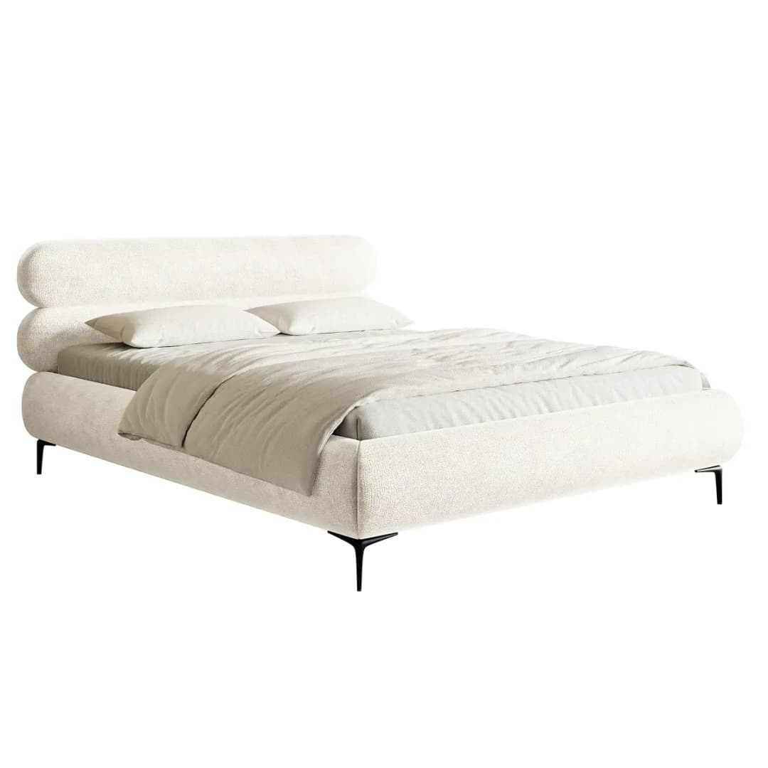 Polsterbett Roule 140 x 200cm Chenille Pelagia Weiß Schwarz | Weiß