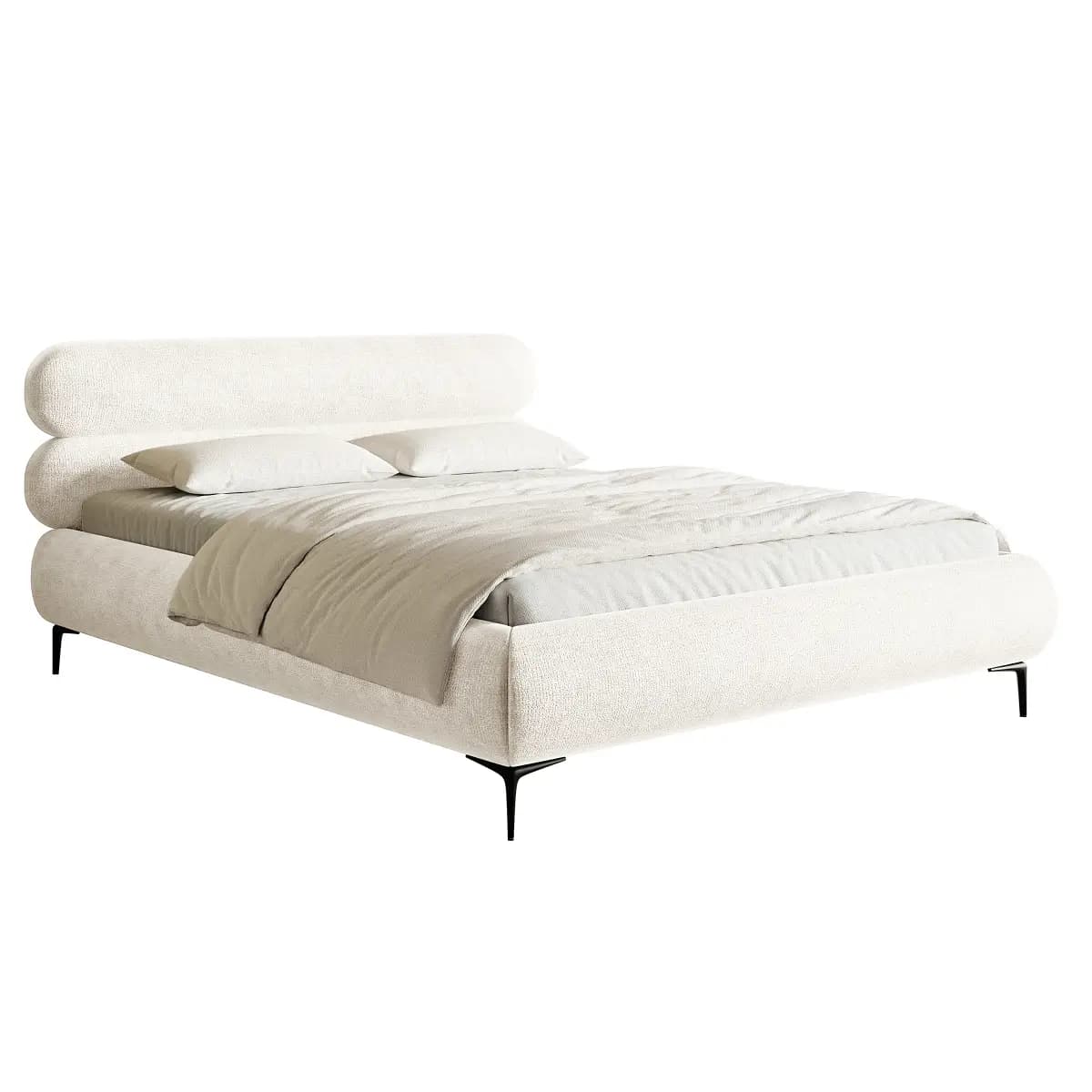 Polsterbett Roule 180 x 200cm Chenille Pelagia Weiß Schwarz