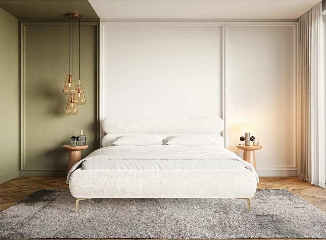 Selsey Polsterbett Roule 160 x 200cm Chenille Pelagia Weiß Gold | Weiß