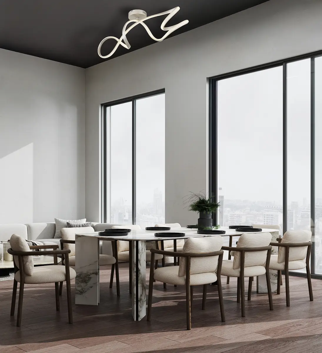 LED-Deckenleuchte Swirl | Silber