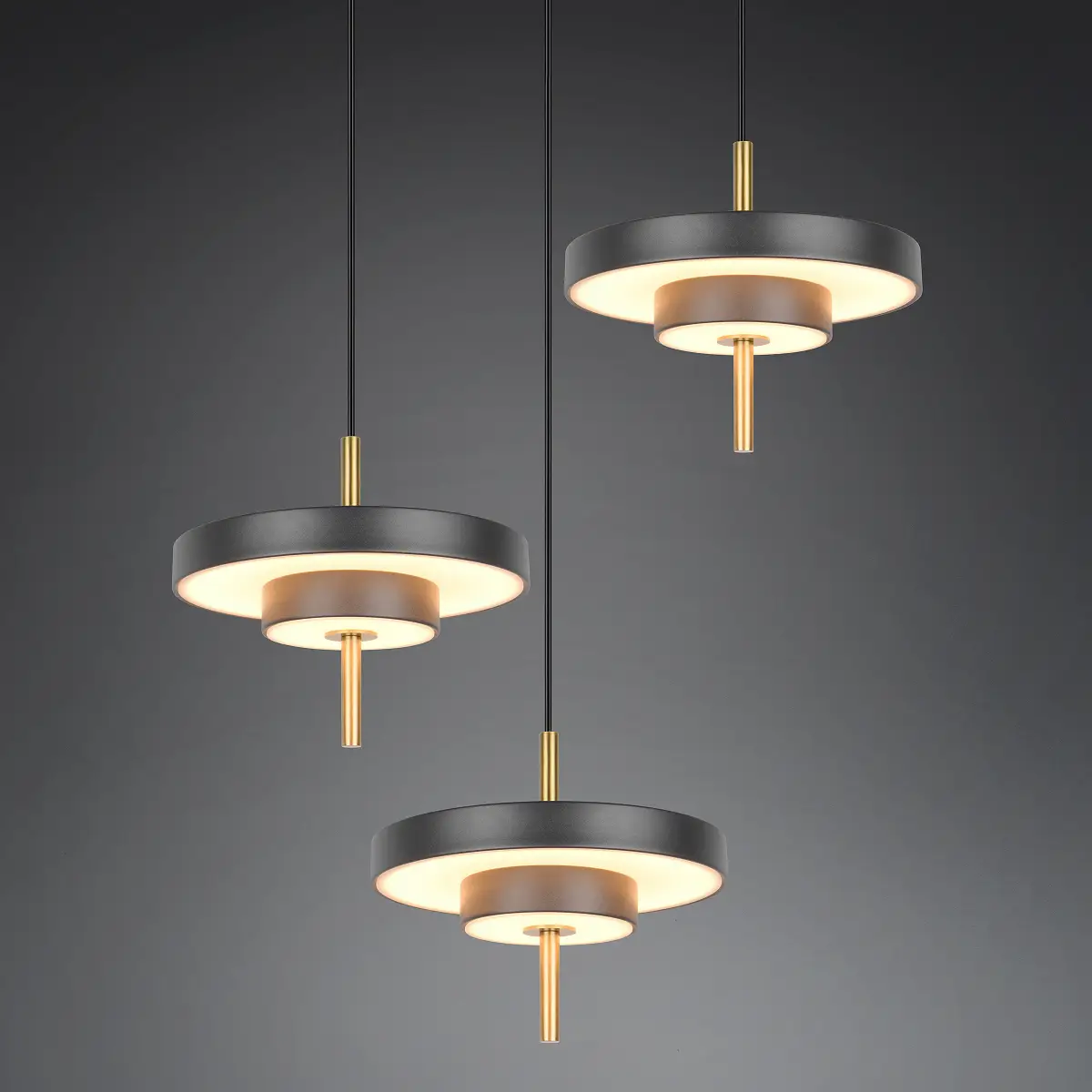 Trio LED-Pendelleuchte Keaton | Schwarz