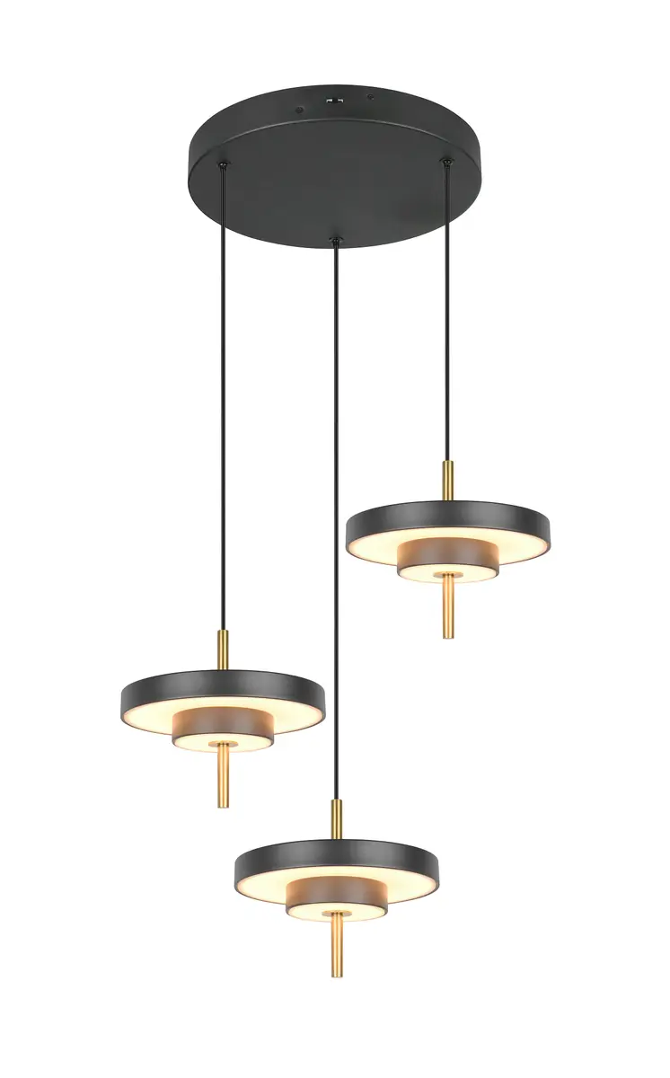 Trio LED-Pendelleuchte Keaton | Schwarz