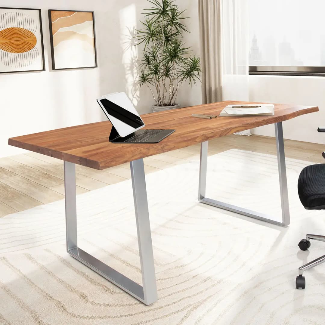 Massiver Schreibtisch Rebaya | Braun