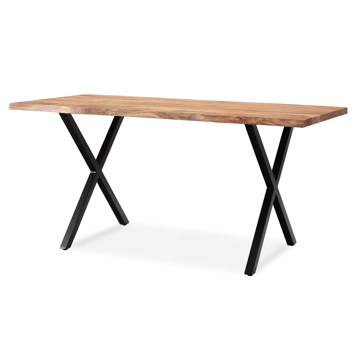 Naturoo Massiver Esszimmertisch Rebaya 160 x 80cm Braun X-Form Schwarz