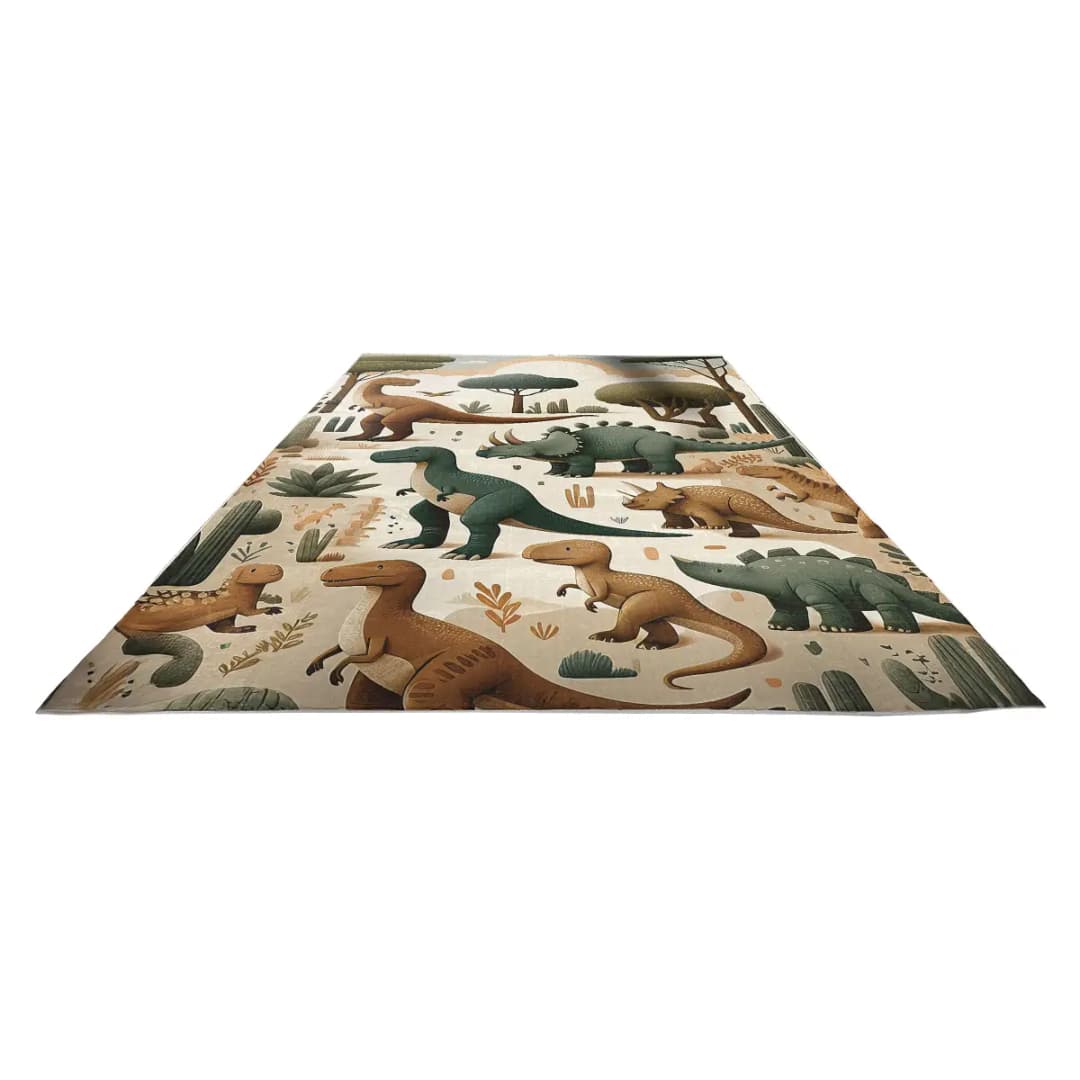 Kurzflorteppich Dinosaurier Multicolor 122 x 170cm Polyester