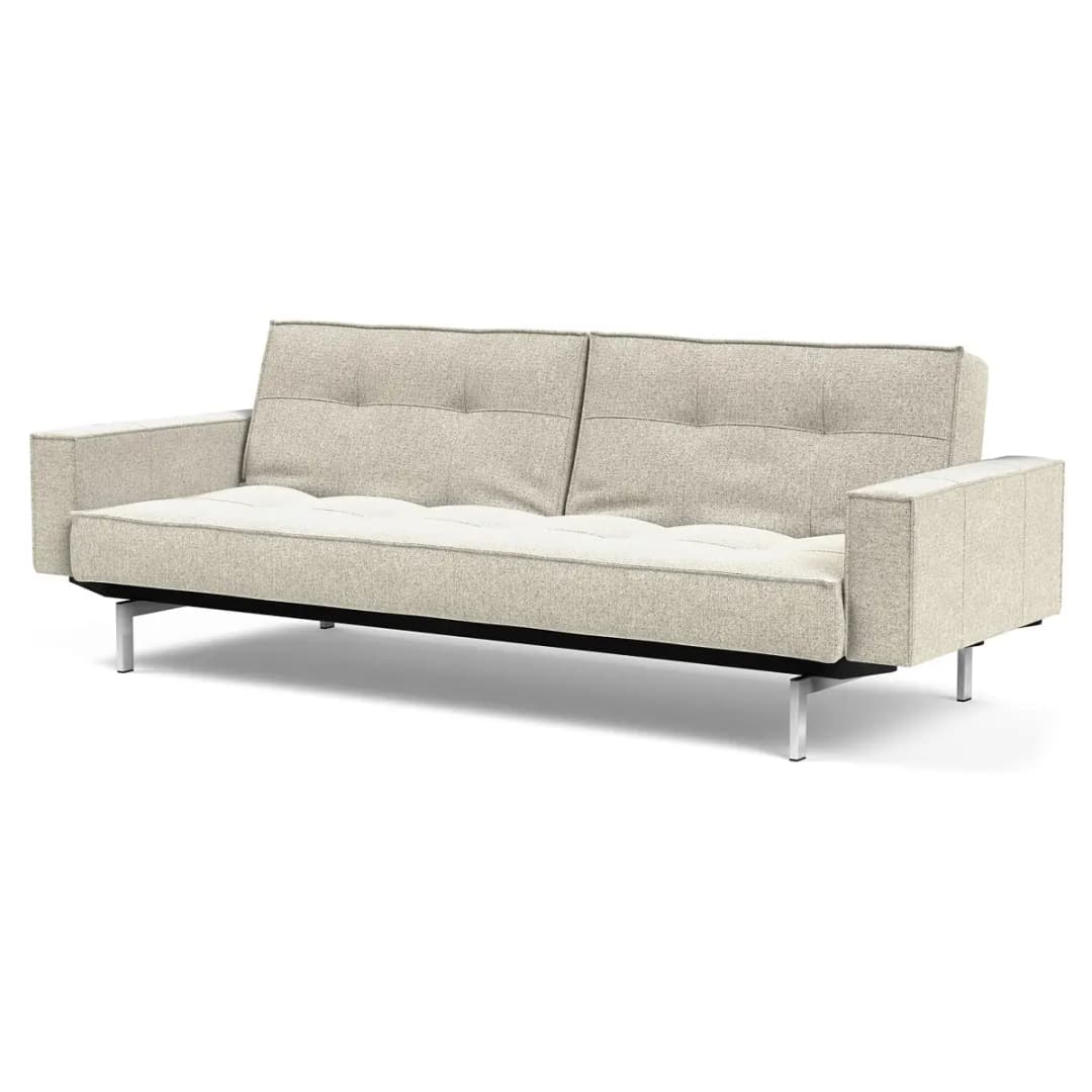 Schlafsofa III Weiß/Hellbeige Bouclé Stoff Taura | Beige