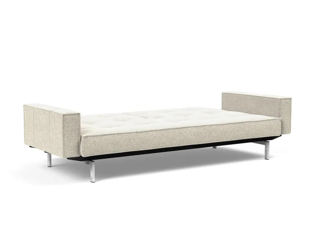Schlafsofa III Weiß/Hellbeige Bouclé Stoff Taura | Beige