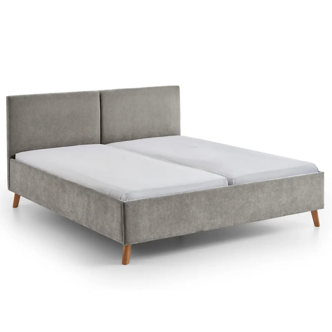 Polsterbett Piano 180 x 200cm Webstoff Wiam Grau Braun | Grau