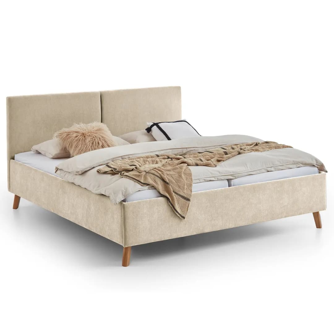 Polsterbett Piano 180 x 200cm Webstoff Wiam Beige Braun | Beige