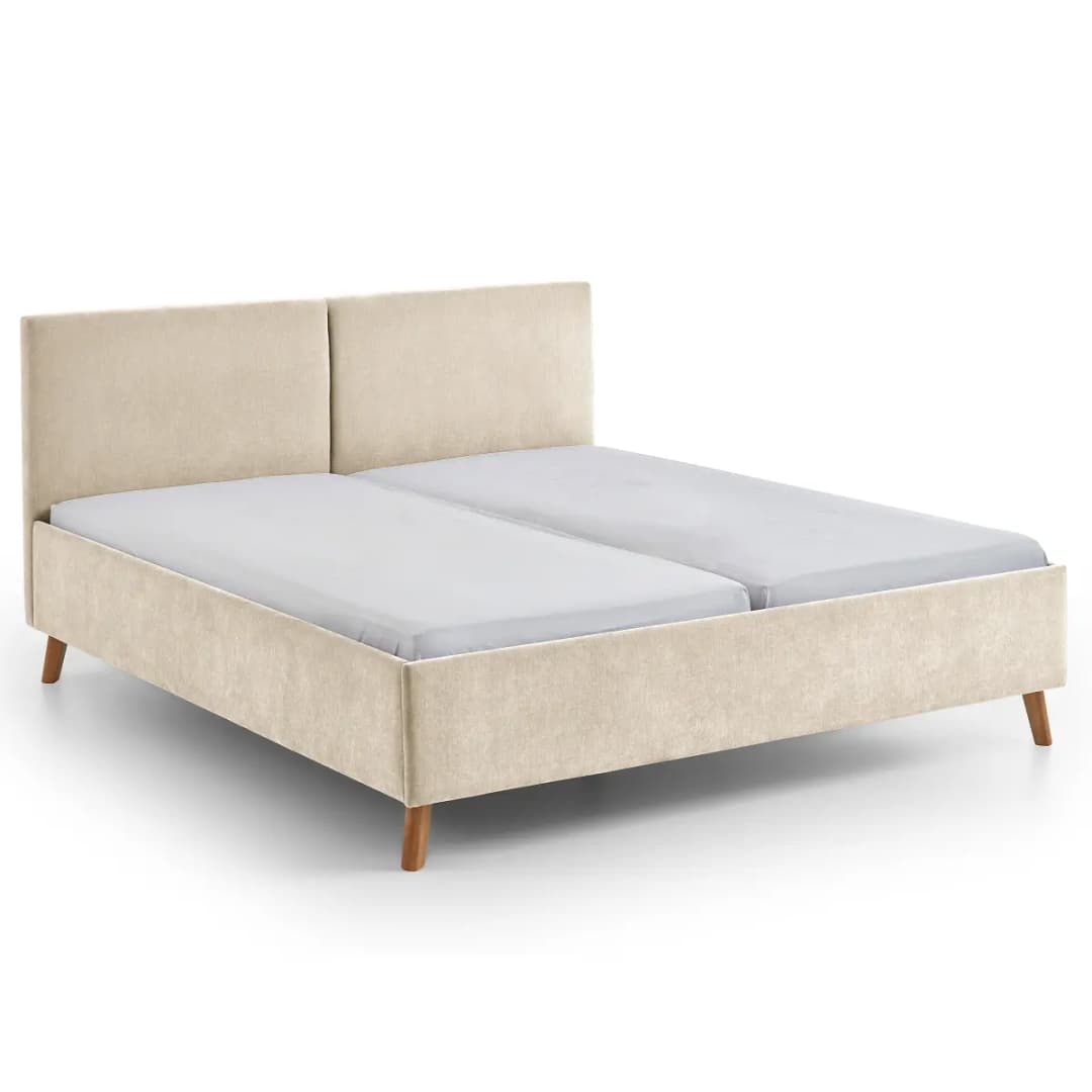 Polsterbett Piano 180 x 200cm Webstoff Wiam Beige Braun | Beige