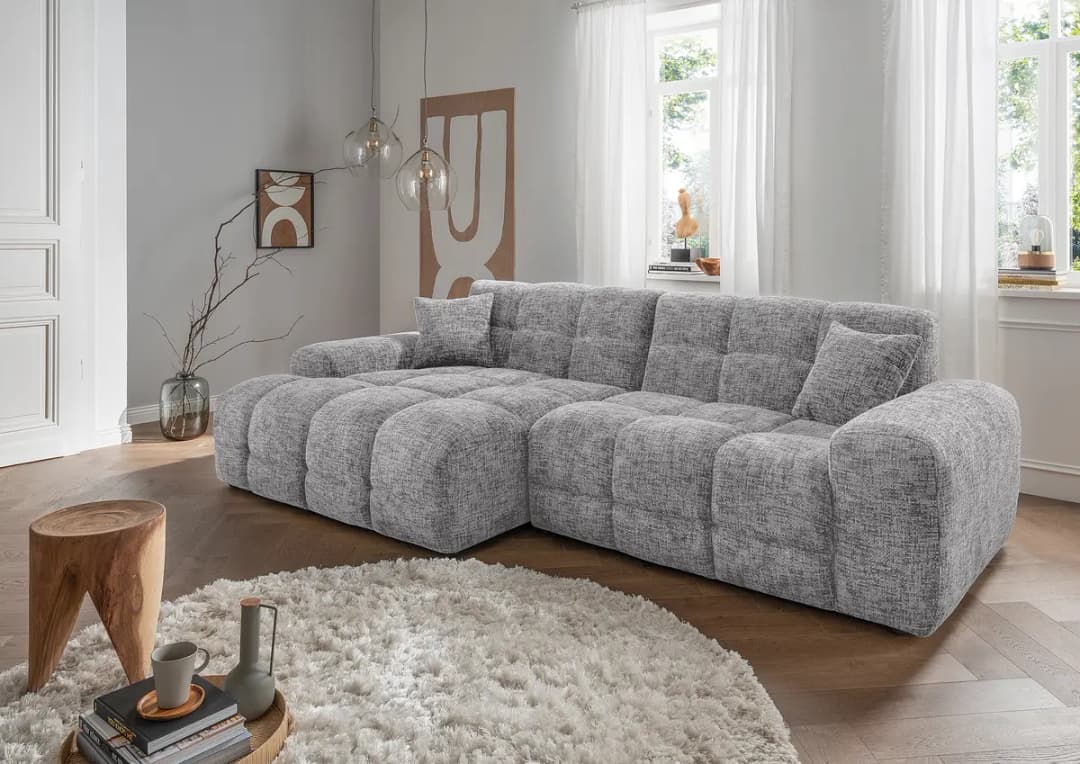Mørteens Ecksofa mit Longchair Ruta | Silber