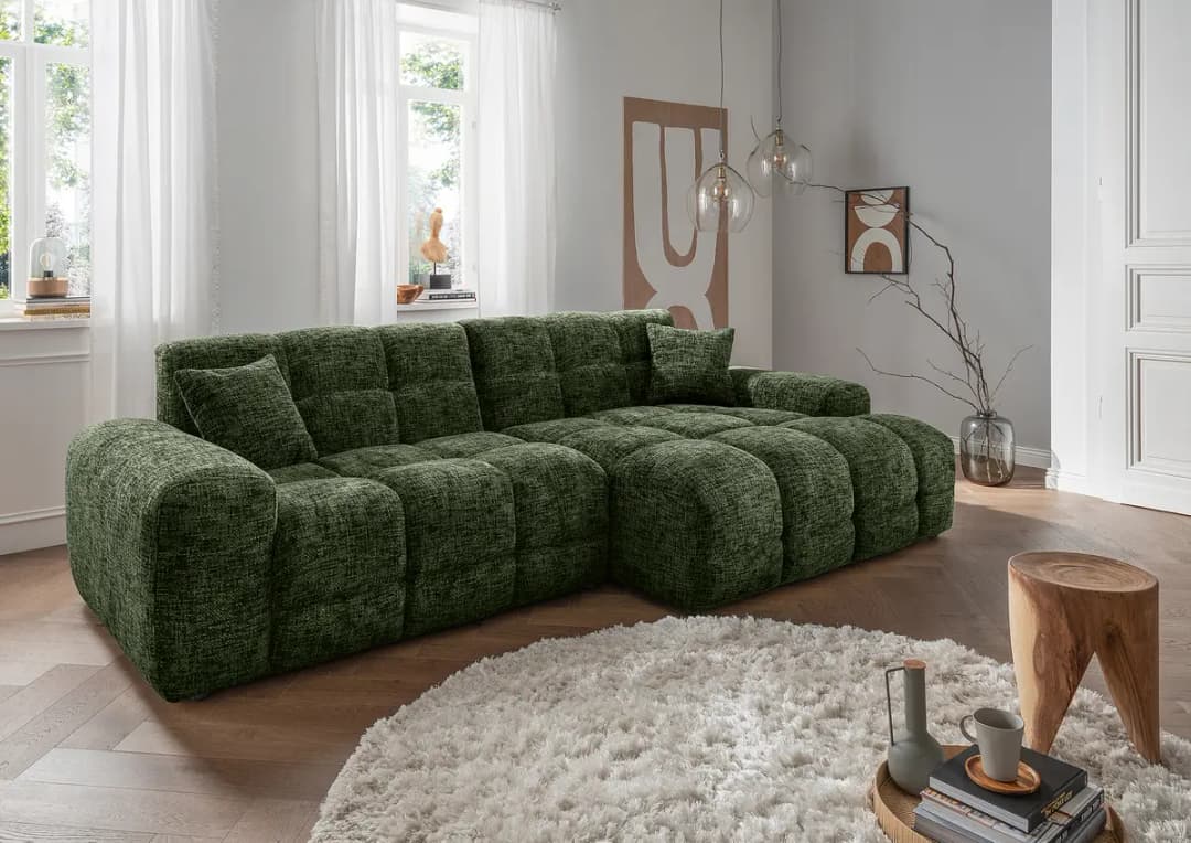Mørteens Ecksofa mit Longchair Ruta Moosgrün | Grün