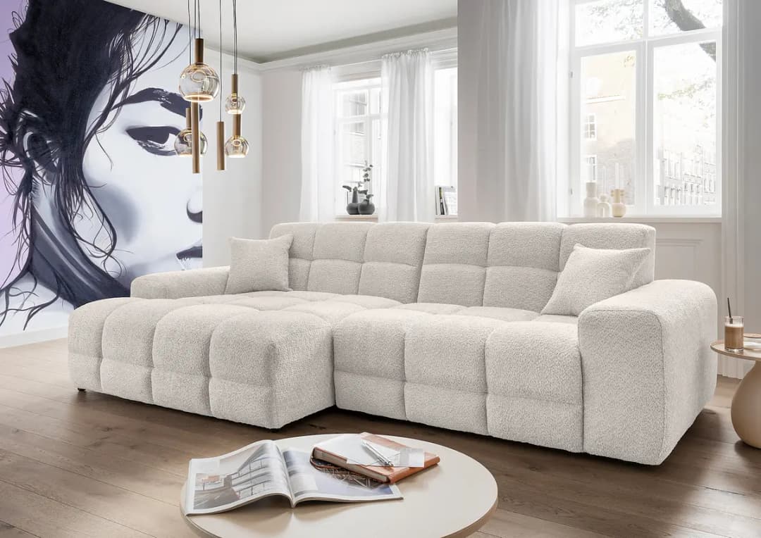 Ecksofa mit Longchair Zofie | Beige