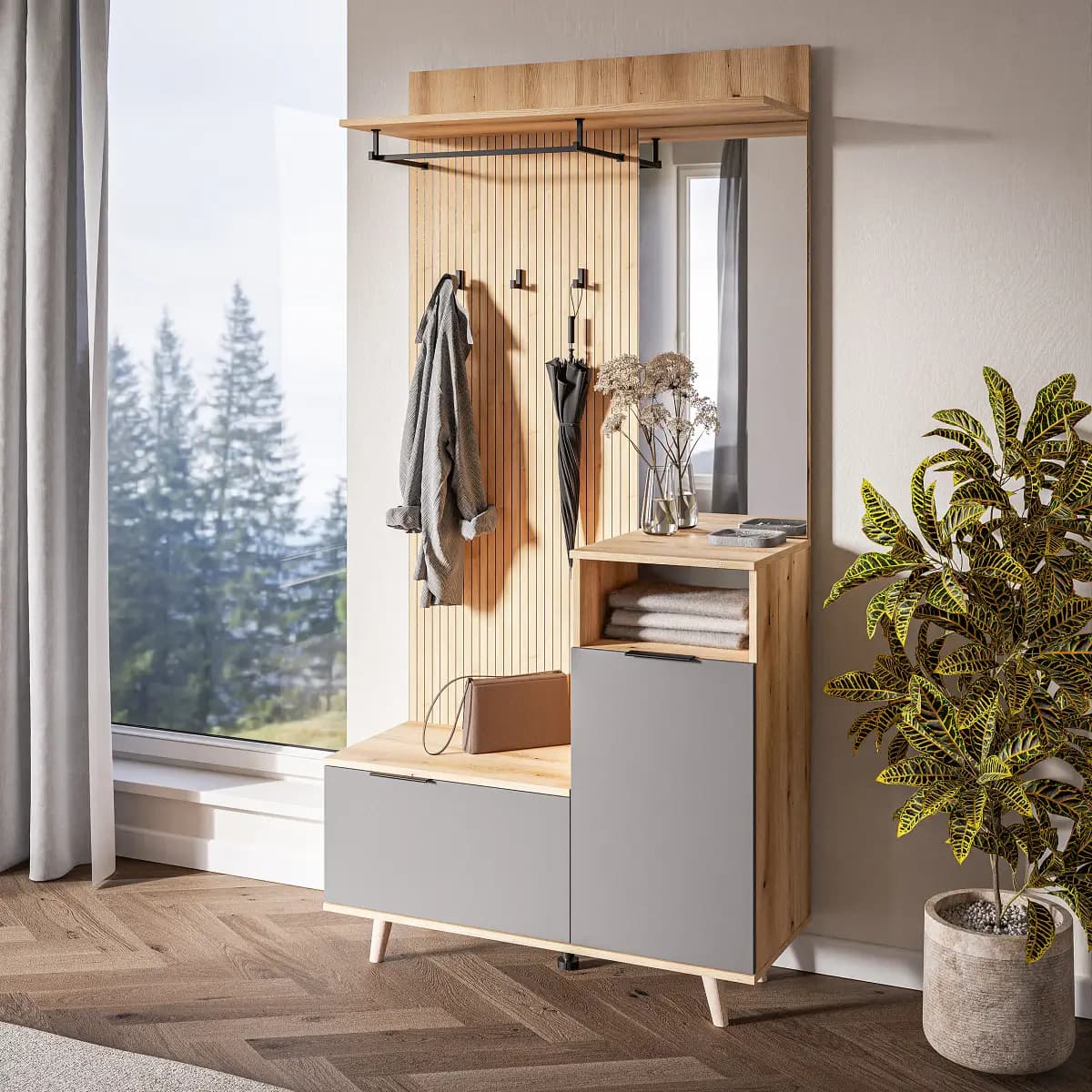 loftscape Kompaktgarderobe Typ C | Grau